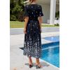 imagePRETTYGARDEN Womens Boho Floral Maxi Dress Summer 2026 Short Sleeve Tie V Neck Spring Wedding Guest Flowy Beach Sun DressesBlack White Floral
