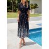 imagePRETTYGARDEN Womens Boho Floral Maxi Dress Summer 2026 Short Sleeve Tie V Neck Spring Wedding Guest Flowy Beach Sun DressesBlack White Floral
