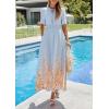 imagePRETTYGARDEN Womens Boho Floral Maxi Dress Summer 2026 Short Sleeve Tie V Neck Spring Wedding Guest Flowy Beach Sun DressesLight Blue