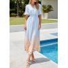 imagePRETTYGARDEN Womens Boho Floral Maxi Dress Summer 2026 Short Sleeve Tie V Neck Spring Wedding Guest Flowy Beach Sun DressesLight Blue