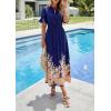 imagePRETTYGARDEN Womens Boho Floral Maxi Dress Summer 2026 Short Sleeve Tie V Neck Spring Wedding Guest Flowy Beach Sun DressesNavy Blue