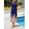 imagePRETTYGARDEN Womens Boho Floral Maxi Dress Summer 2026 Short Sleeve Tie V Neck Spring Wedding Guest Flowy Beach Sun DressesNavy Blue
