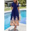 imagePRETTYGARDEN Womens Boho Floral Maxi Dress Summer 2026 Short Sleeve Tie V Neck Spring Wedding Guest Flowy Beach Sun DressesNavy Blue