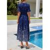 imagePRETTYGARDEN Womens Boho Floral Maxi Dress Summer 2026 Short Sleeve Tie V Neck Spring Wedding Guest Flowy Beach Sun DressesNavy Blue White Floral