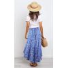 imagePRETTYGARDEN Womens Ditzy Floral Print Midi Skirt Boho Elastic High Waist Long Skirts for Women Trendy High Low HemBlue