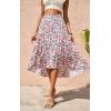 imagePRETTYGARDEN Womens Ditzy Floral Print Midi Skirt Boho Elastic High Waist Long Skirts for Women Trendy High Low HemBlue Red