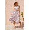 imagePRETTYGARDEN Womens Ditzy Floral Print Midi Skirt Boho Elastic High Waist Long Skirts for Women Trendy High Low HemBlue Red