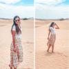 imagePRETTYGARDEN Womens Ditzy Floral Print Midi Skirt Boho Elastic High Waist Long Skirts for Women Trendy High Low HemFloral Apricot