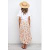 imagePRETTYGARDEN Womens Ditzy Floral Print Midi Skirt Boho Elastic High Waist Long Skirts for Women Trendy High Low HemFloral Apricot