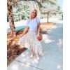 imagePRETTYGARDEN Womens Ditzy Floral Print Midi Skirt Boho Elastic High Waist Long Skirts for Women Trendy High Low HemFloral Apricot