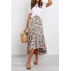 imagePRETTYGARDEN Womens Ditzy Floral Print Midi Skirt Boho Elastic High Waist Long Skirts for Women Trendy High Low HemFloral Black