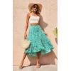 imagePRETTYGARDEN Womens Ditzy Floral Print Midi Skirt Boho Elastic High Waist Long Skirts for Women Trendy High Low HemGreen