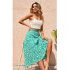 imagePRETTYGARDEN Womens Ditzy Floral Print Midi Skirt Boho Elastic High Waist Long Skirts for Women Trendy High Low HemGreen