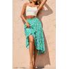 imagePRETTYGARDEN Womens Ditzy Floral Print Midi Skirt Boho Elastic High Waist Long Skirts for Women Trendy High Low HemGreen