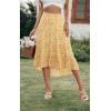 imagePRETTYGARDEN Womens Ditzy Floral Print Midi Skirt Boho Elastic High Waist Long Skirts for Women Trendy High Low HemOyellow