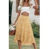imagePRETTYGARDEN Womens Ditzy Floral Print Midi Skirt Boho Elastic High Waist Long Skirts for Women Trendy High Low HemOyellow