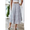 imagePRETTYGARDEN Womens Ditzy Floral Print Midi Skirt Boho Elastic High Waist Long Skirts for Women Trendy High Low HemPblue White
