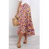 imagePRETTYGARDEN Womens Ditzy Floral Print Midi Skirt Boho Elastic High Waist Long Skirts for Women Trendy High Low HemQwhite Purple