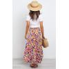 imagePRETTYGARDEN Womens Ditzy Floral Print Midi Skirt Boho Elastic High Waist Long Skirts for Women Trendy High Low HemQwhite Purple
