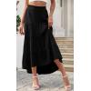 imagePRETTYGARDEN Womens Ditzy Floral Print Midi Skirt Boho Elastic High Waist Long Skirts for Women Trendy High Low HemSblack
