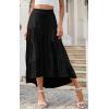 imagePRETTYGARDEN Womens Ditzy Floral Print Midi Skirt Boho Elastic High Waist Long Skirts for Women Trendy High Low HemSblack