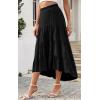 imagePRETTYGARDEN Womens Ditzy Floral Print Midi Skirt Boho Elastic High Waist Long Skirts for Women Trendy High Low HemSblack