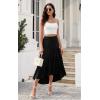imagePRETTYGARDEN Womens Ditzy Floral Print Midi Skirt Boho Elastic High Waist Long Skirts for Women Trendy High Low HemSblack