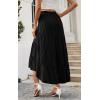 imagePRETTYGARDEN Womens Ditzy Floral Print Midi Skirt Boho Elastic High Waist Long Skirts for Women Trendy High Low HemSblack