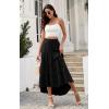 imagePRETTYGARDEN Womens Ditzy Floral Print Midi Skirt Boho Elastic High Waist Long Skirts for Women Trendy High Low HemSblack