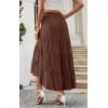 imagePRETTYGARDEN Womens Ditzy Floral Print Midi Skirt Boho Elastic High Waist Long Skirts for Women Trendy High Low HemSbrown