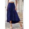 imagePRETTYGARDEN Womens Ditzy Floral Print Midi Skirt Boho Elastic High Waist Long Skirts for Women Trendy High Low HemSnavy