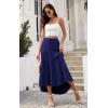 imagePRETTYGARDEN Womens Ditzy Floral Print Midi Skirt Boho Elastic High Waist Long Skirts for Women Trendy High Low HemSnavy