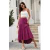 imagePRETTYGARDEN Womens Ditzy Floral Print Midi Skirt Boho Elastic High Waist Long Skirts for Women Trendy High Low HemSrose Red
