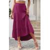 imagePRETTYGARDEN Womens Ditzy Floral Print Midi Skirt Boho Elastic High Waist Long Skirts for Women Trendy High Low HemSrose Red
