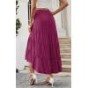 imagePRETTYGARDEN Womens Ditzy Floral Print Midi Skirt Boho Elastic High Waist Long Skirts for Women Trendy High Low HemSrose Red