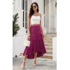 imagePRETTYGARDEN Womens Ditzy Floral Print Midi Skirt Boho Elastic High Waist Long Skirts for Women Trendy High Low HemSrose Red