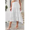 imagePRETTYGARDEN Womens Ditzy Floral Print Midi Skirt Boho Elastic High Waist Long Skirts for Women Trendy High Low HemSwhite