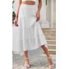 imagePRETTYGARDEN Womens Ditzy Floral Print Midi Skirt Boho Elastic High Waist Long Skirts for Women Trendy High Low HemSwhite