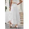 imagePRETTYGARDEN Womens Ditzy Floral Print Midi Skirt Boho Elastic High Waist Long Skirts for Women Trendy High Low HemSwhite