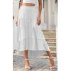 imagePRETTYGARDEN Womens Ditzy Floral Print Midi Skirt Boho Elastic High Waist Long Skirts for Women Trendy High Low HemSwhite