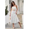 imagePRETTYGARDEN Womens Ditzy Floral Print Midi Skirt Boho Elastic High Waist Long Skirts for Women Trendy High Low HemSwhite