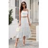 imagePRETTYGARDEN Womens Ditzy Floral Print Midi Skirt Boho Elastic High Waist Long Skirts for Women Trendy High Low HemSwhite