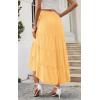 imagePRETTYGARDEN Womens Ditzy Floral Print Midi Skirt Boho Elastic High Waist Long Skirts for Women Trendy High Low HemSyellow