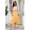 imagePRETTYGARDEN Womens Ditzy Floral Print Midi Skirt Boho Elastic High Waist Long Skirts for Women Trendy High Low HemSyellow