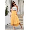 imagePRETTYGARDEN Womens Ditzy Floral Print Midi Skirt Boho Elastic High Waist Long Skirts for Women Trendy High Low HemSyellow