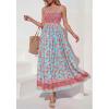imagePRETTYGARDEN Womens Floral Maxi Dress Boho Casual 2026 Summer Spaghetti Strap Smocked Sleeveless Flowy Beach Vacation DressesLight Blue