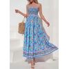 imagePRETTYGARDEN Womens Floral Maxi Dress Boho Casual 2026 Summer Spaghetti Strap Smocked Sleeveless Flowy Beach Vacation DressesSky Blue