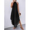 imagePRETTYGARDEN Womens Flowy Maxi Dresses Summer 2026 Halter Sleeveless Long Asymmetrical Spring Dress Beach Vacation SundressBlack