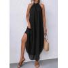 imagePRETTYGARDEN Womens Flowy Maxi Dresses Summer 2026 Halter Sleeveless Long Asymmetrical Spring Dress Beach Vacation SundressBlack