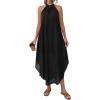 imagePRETTYGARDEN Womens Flowy Maxi Dresses Summer 2026 Halter Sleeveless Long Asymmetrical Spring Dress Beach Vacation SundressBlack